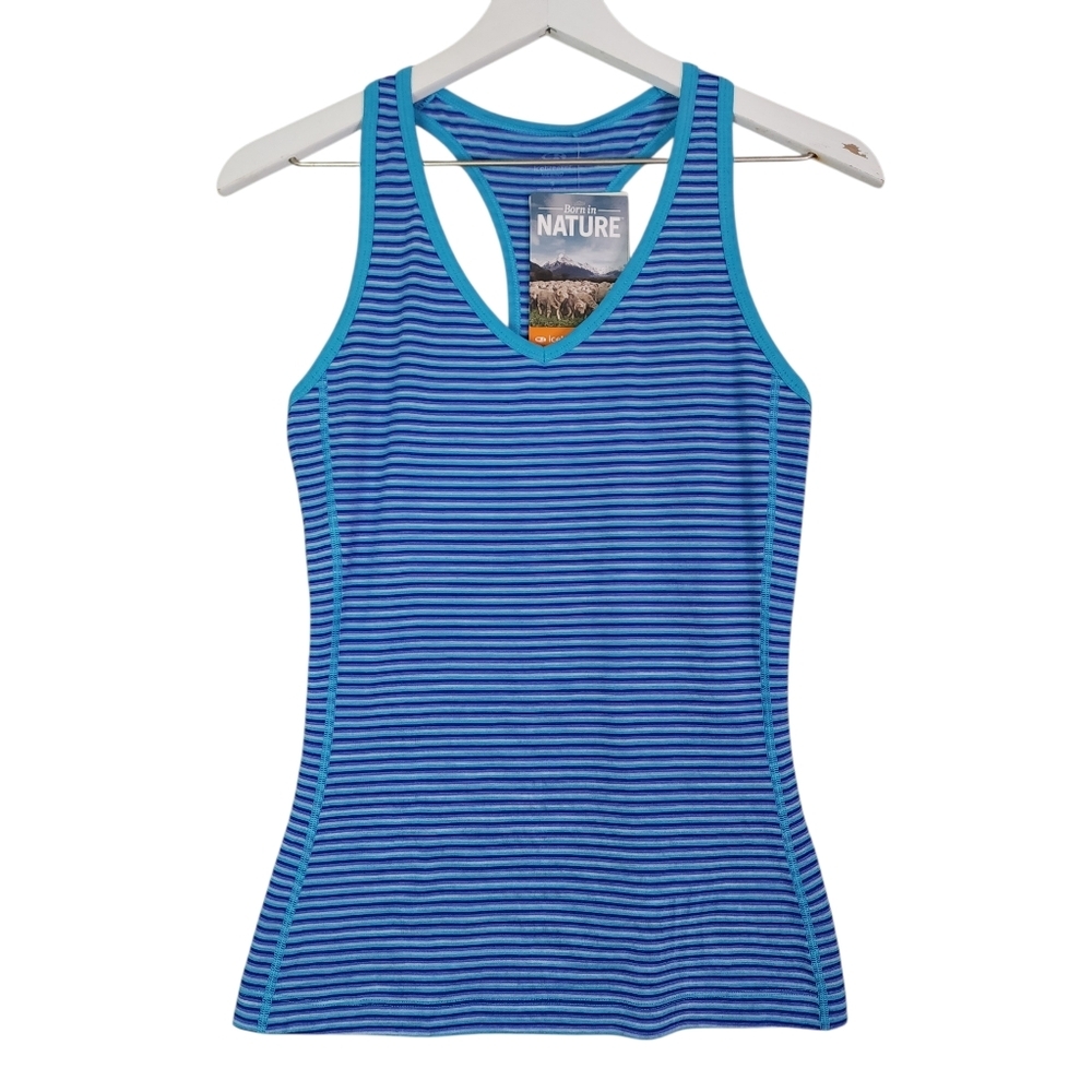 Icebreaker Sprite Striped Tank Top Mist Blue Cobalt
